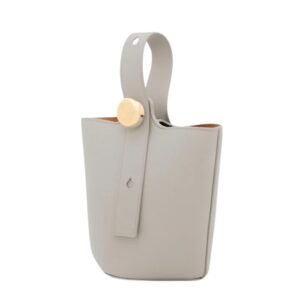 LOEWE PEBBLE MINI LEATHER TOTE SHELL GREY