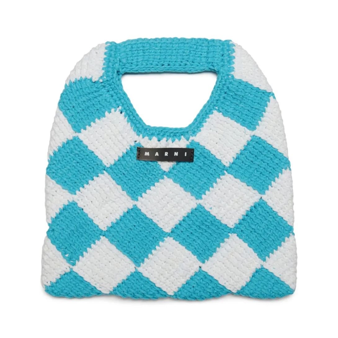 MARNI KIDS DIAMOND CHECKED CROCHET BAG