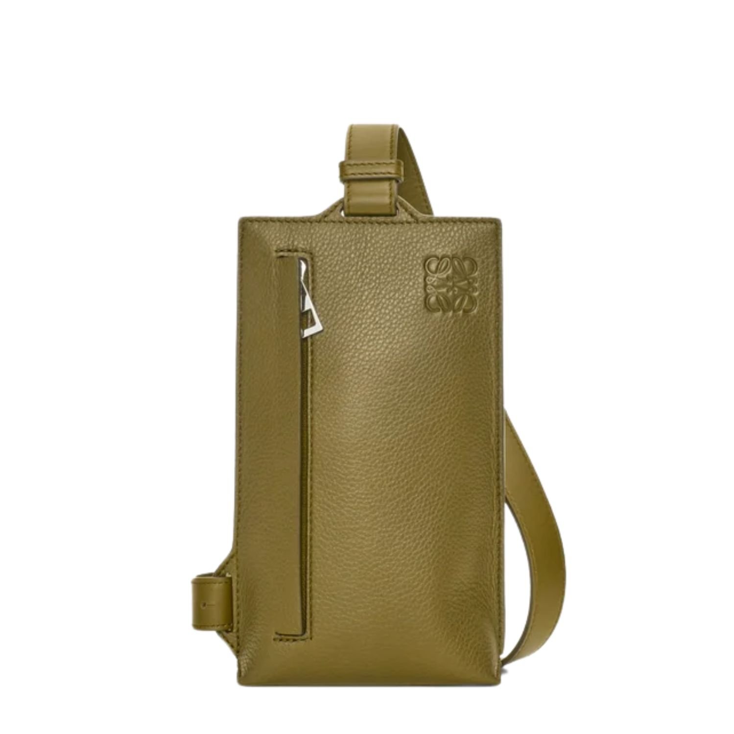 LOEWE VERTICAL T POCKET IN SOFT GRAINED LEATHER SKIN FOR MAN OLIVE
