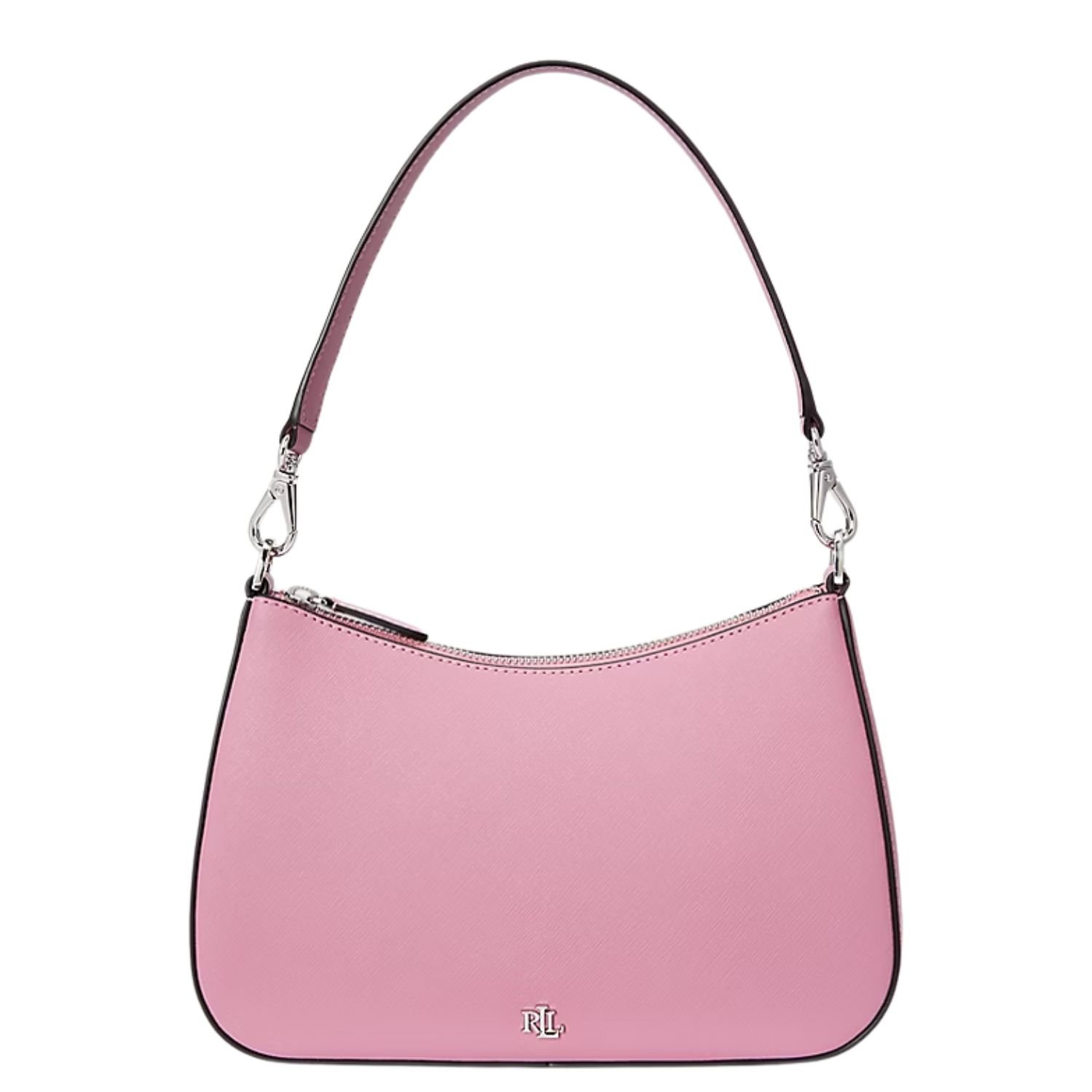 WOMEN'S RALPH LAUREN CROSSHATCH LEATHER MEDIUM DANNI SHOULDER BAG ROSE MAUVE