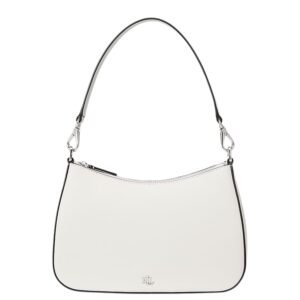 WOMEN’S RALPH LAUREN CROSSHATCH LEATHER MEDIUM DANNI SHOULDER BAG SOFT WHITE