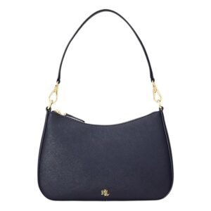 WOMEN’S RALPH LAUREN CROSSHATCH LEATHER MEDIUM DANNI SHOULDER BAG REFINED NAVY