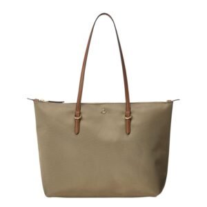 WOMENS RALPH LAUREN NYLON MEDIUM KEATON TOTE CLAY