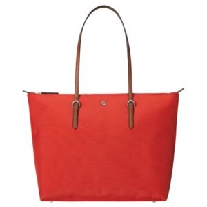 WOMENS RALPH LAUREN NYLON MEDIUM KEATON TOTE BRIGHT VERMILLION