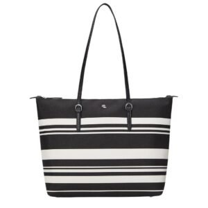 WOMENS RALPH LAUREN NYLON MEDIUM KEATON TOTE REFINED MALICON STRIPE