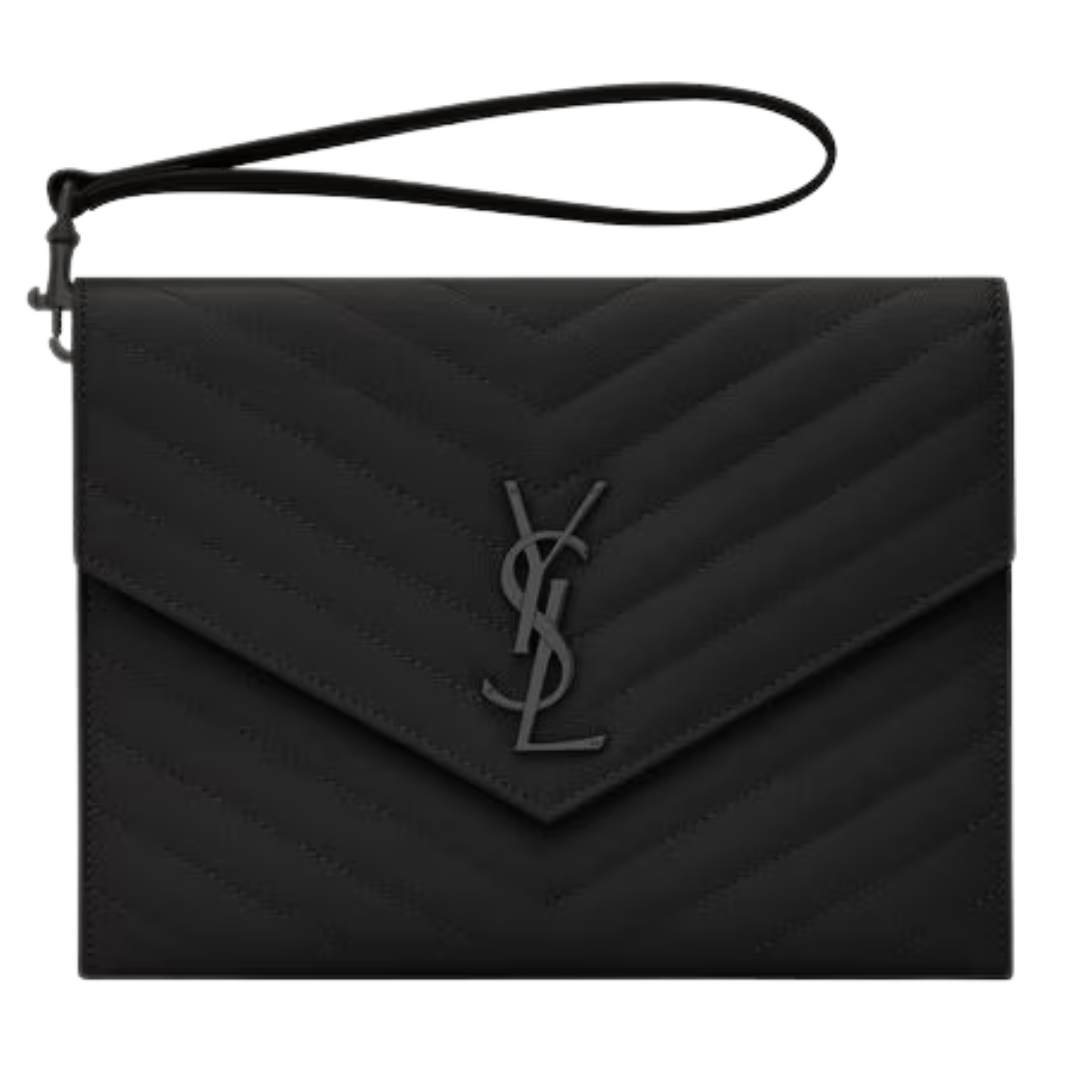 SAINT LAURENT CASSANDRE MATELASSE FLAP POUCH WOMEN BLACK