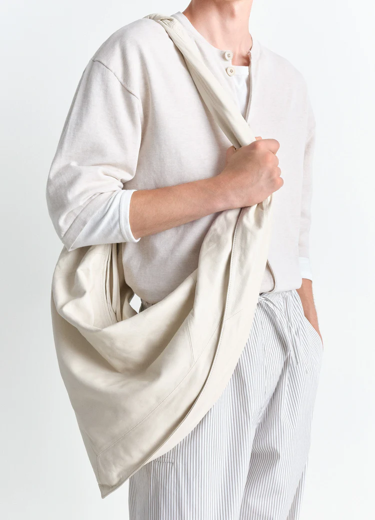 LEMAIRE SCARF LEATHER SHOULDER BAG OFF WHITE