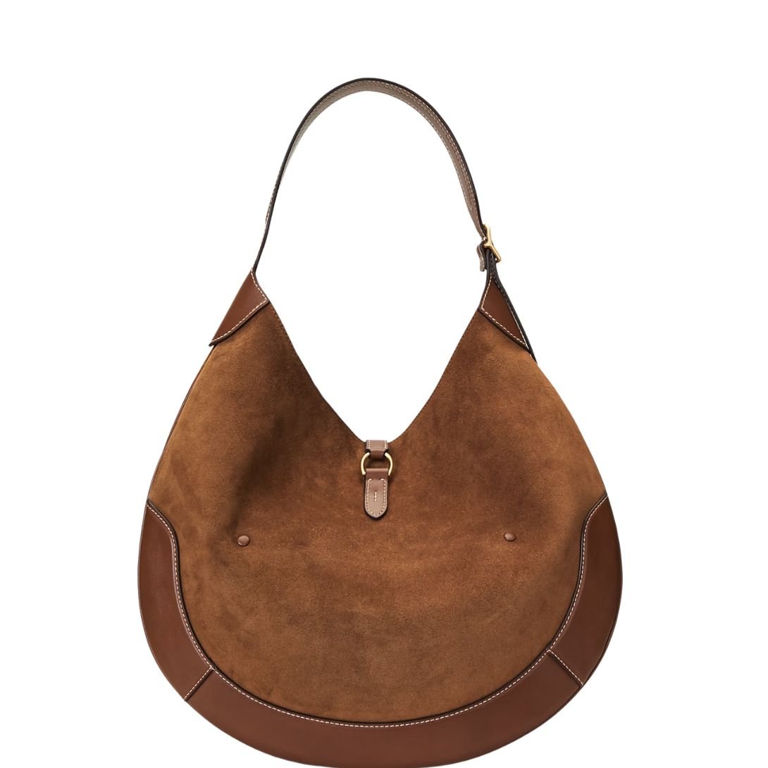 RALPH LAUREN WOMEN'S POLO ID SUEDE LARGE SHOULDER BAG