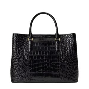 WOMENS LAUREN RALPH EMBOSSED LEATHER LARGE MARCY SATCHEL BLACK
