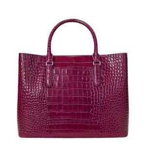 WOMENS LAUREN RALPH EMBOSSED LEATHER LARGE MARCY SATCHEL RASPBERRY