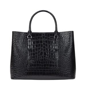 WOMENS LAUREN RALPH EMBOSSED LEATHER LARGE MARCY SATCHEL BLACK