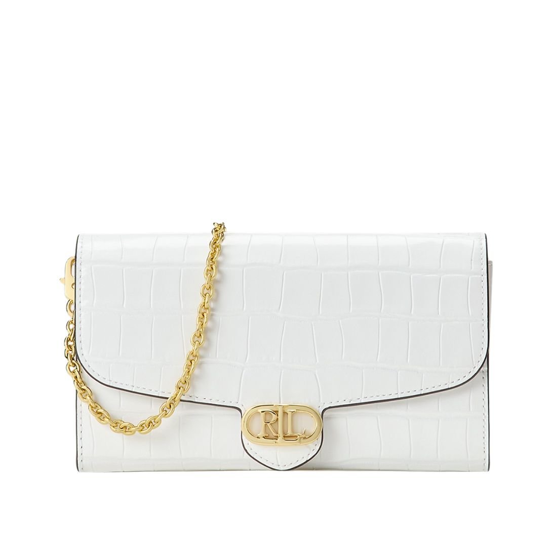 WOMEN'S RALPH LAUREN CROCODILE EMBOSSED MEDIUM ADAIR CROSSBODY WHITE