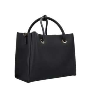 VALENTINO BAGS ALEXIA BLACK LOGO STRAP TOTE BAG