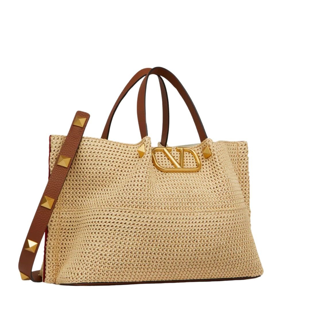VALENTINO GARAVANI MEDIUM STRAW SUMMER TOTE WOMAN