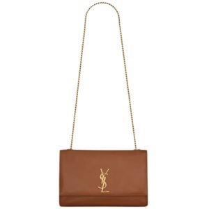 SAINT LAURENT WOMEN’S KATE MEDIUM REVERSIBLE SHOULDER BAG IN SUEDE CANNELLE