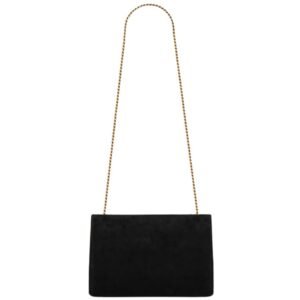 SAINT LAURENT WOMEN’S KATE MEDIUM REVERSIBLE SHOULDER BAG IN SUEDE BLACK