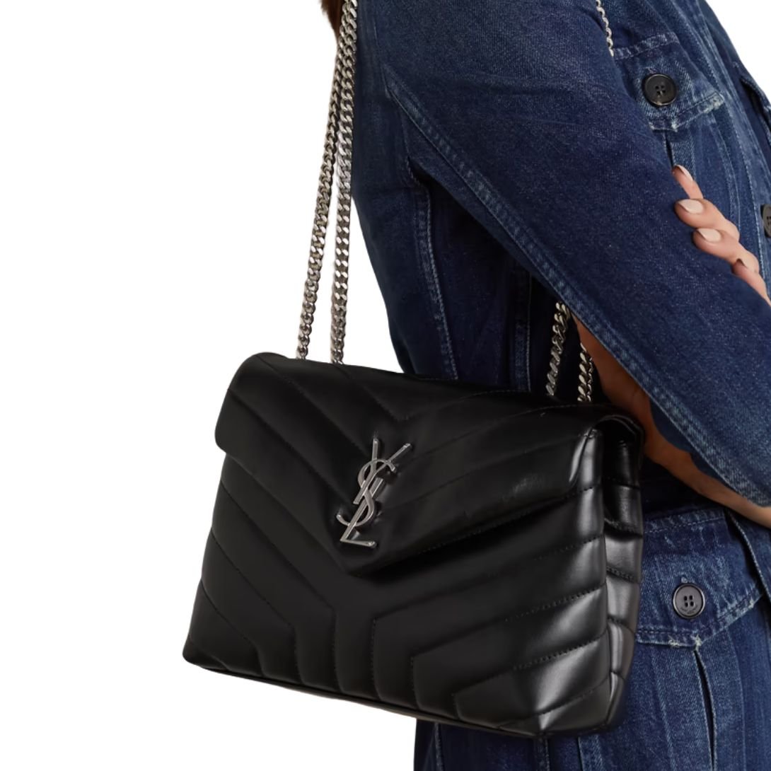 SAINT LAURENT WOMEN'S LOULOU SMALL QUILTED LEATHER SHOULDER BAG BLACK