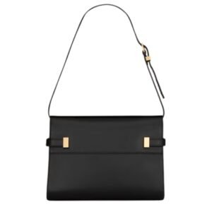 SAINT LAURENT WOMEN’S MANHATTAN SMALL SHOULDER BAG IN SMOOTH LEATHER BLACK