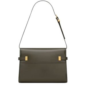 SAINT LAURENT WOMEN’S MANHATTAN SMALL SHOULDER BAG IN SMOOTH LEATHER LIGHT MUSK