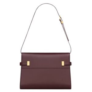 SAINT LAURENT WOMEN’S MANHATTAN SMALL SHOULDER BAG IN SMOOTH LEATHER ROUGE CABERNET