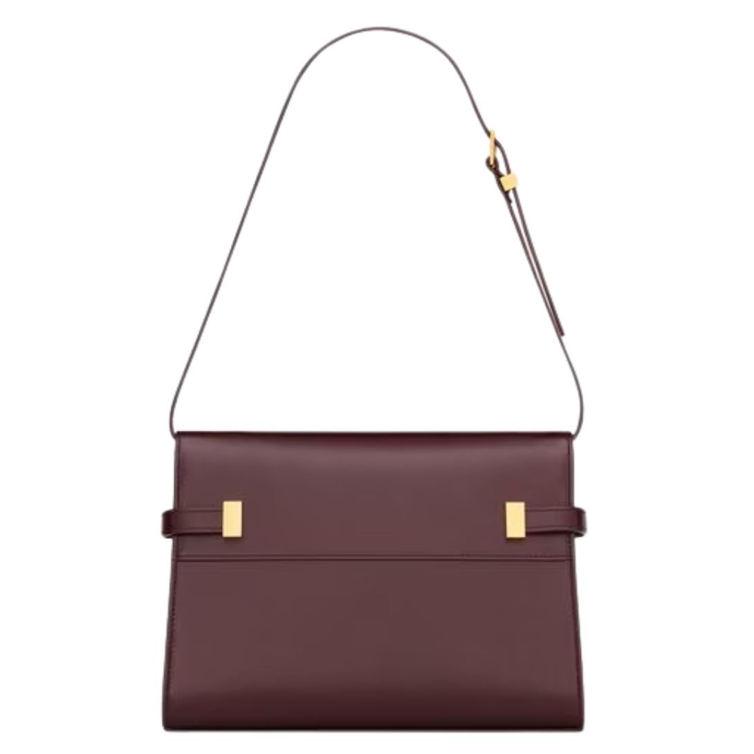 SAINT LAURENT WOMEN'S MANHATTAN SMALL SHOULDER BAG IN SMOOTH LEATHER ROUGE CABERNET