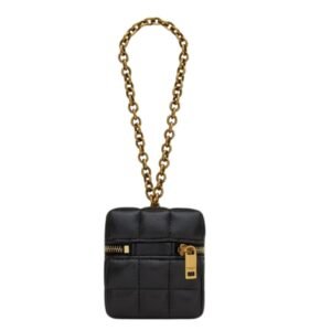 SAINT LAURENT WOMEN’S CASSANDRE MATELASSE CARRE MINI CUBE ON CHAIN BLACK