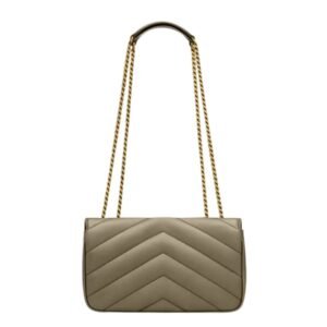 WOMEN SAINT LAURENT LOULOU SMALL IN MATELASSÉ LAMBSKIN DARK STRONG MOSS