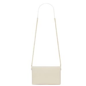 SAINT LAURENT WOMEN’S CASSANDRE CHAIN POUCH IN LAMBSKIN BLANC VINTAGE