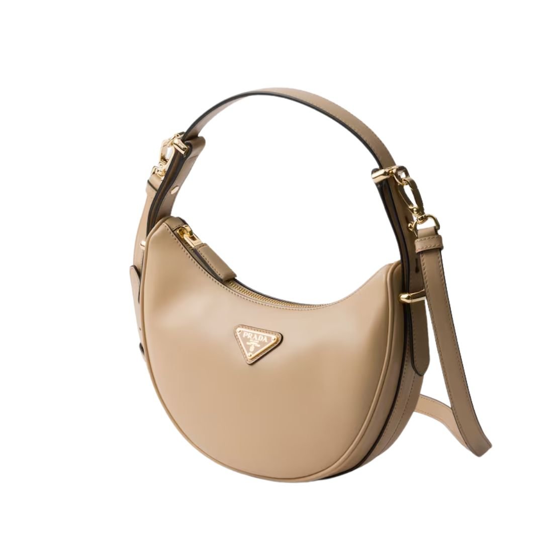 PRADA WOMEN'S ARQUÉ LEATHER SHOULDER BAG SAND