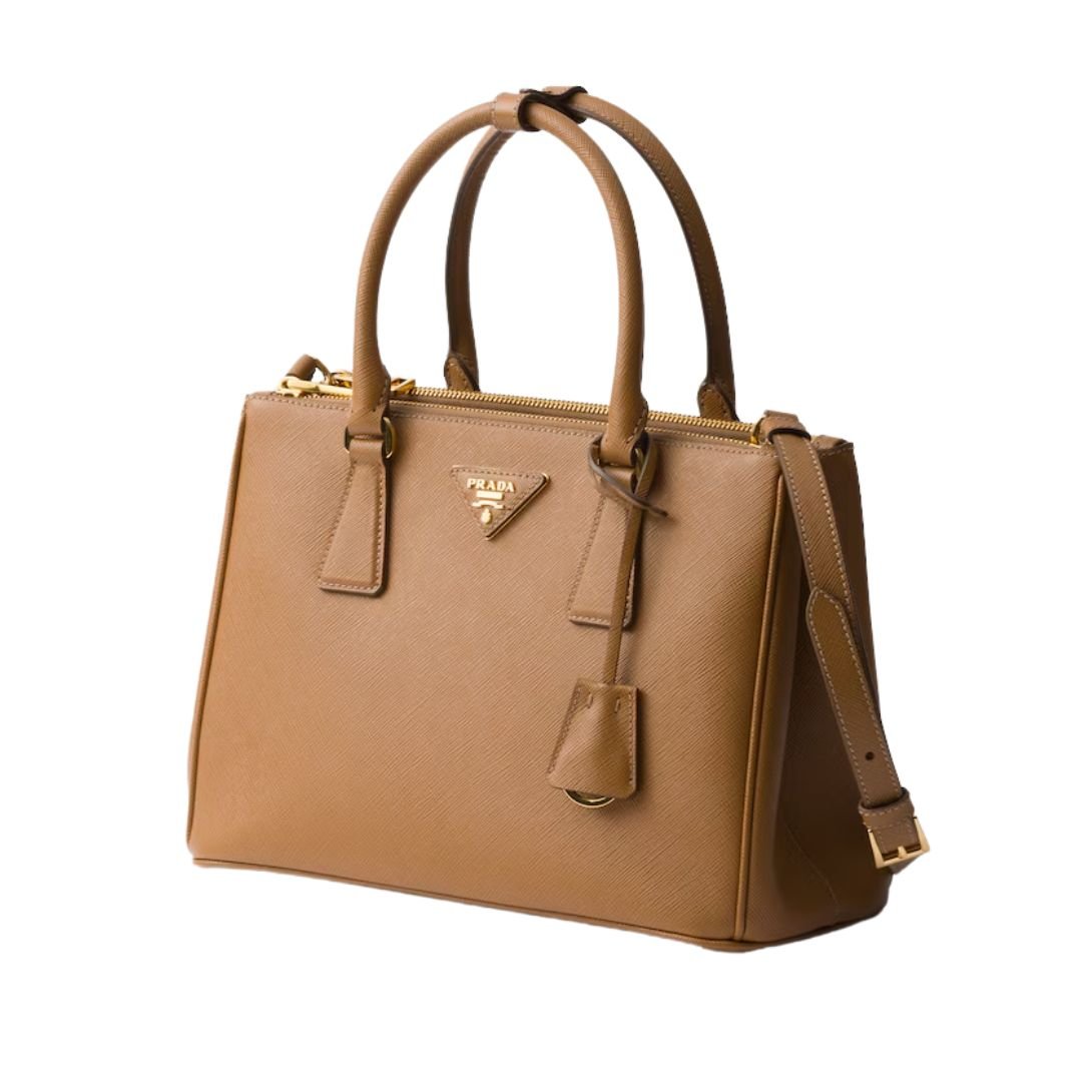 MEDIUM PRADA WOMEN'S GALLERIA SAFFIANO LEATHER BAG CARAMEL