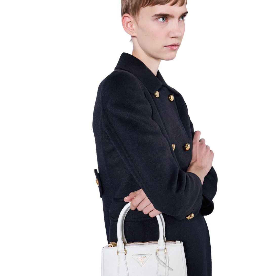 PRADA WOMEN'S GALLERIA MINI SAFFIANO LEATHER BAG WHITE