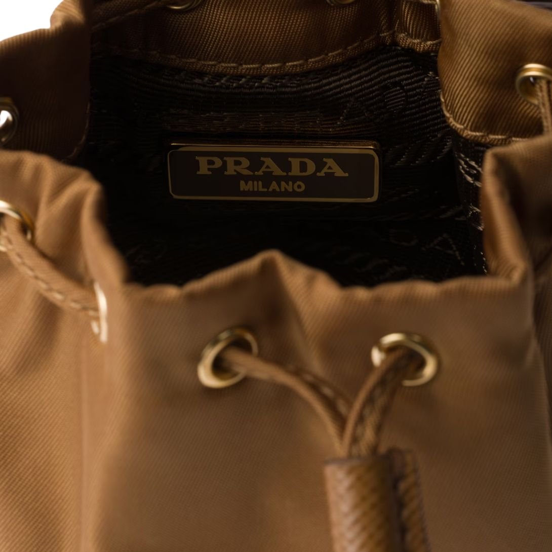 PRADA MINI ICON RE-NYLON BAG CHARM BRANDY