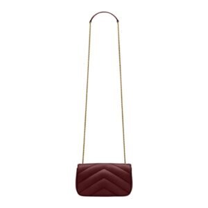 WOMEN SAINT LAURENT LOULOU MINI IN LAMBSKIN ROUGE CABERNET