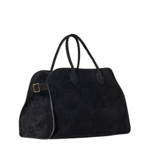 THE ROW SOFT MARGAUX 15 BLACK SUEDE BAG