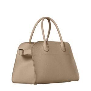 THE ROW SOFT MARGAUX 10 BAG IN LEATHER DARK TAUPE