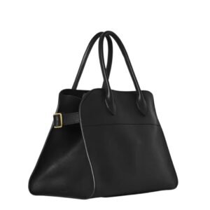 THE ROW SOFT MARGAUX 12 BLACK LEATHER BAG