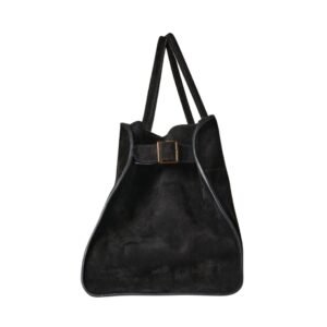 THE ROW SOFT MARGAUX 17 BAG IN SUEDE BLACK