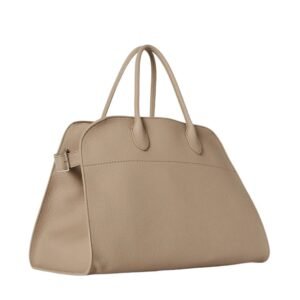 THE ROW SOFT MARGAUX 15 BAG IN LEATHER DARK TAUPE