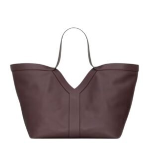 SAINT LAURENT WOMEN’S Y TOTE IN LEATHER PURPLE BROWN