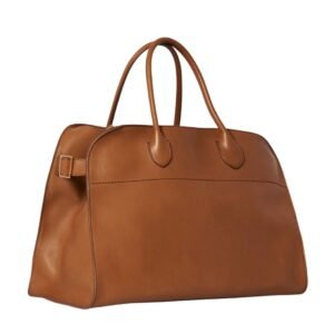 THE ROW SOFT MARGAUX 17 BAG IN LEATHER BROWN