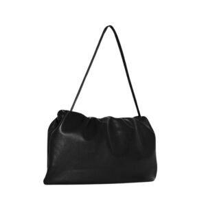 THE ROW BOURSE XL LEATHER SHOULDER BAG BLACK
