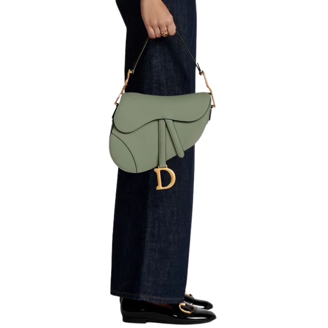 WOMEN DIOR LOGO SADDLE BAG CEDAR GREEN