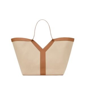 SAINT LAURENT WOMEN’S Y TOTE IN LEATHER DESERT DUST AND BRICK