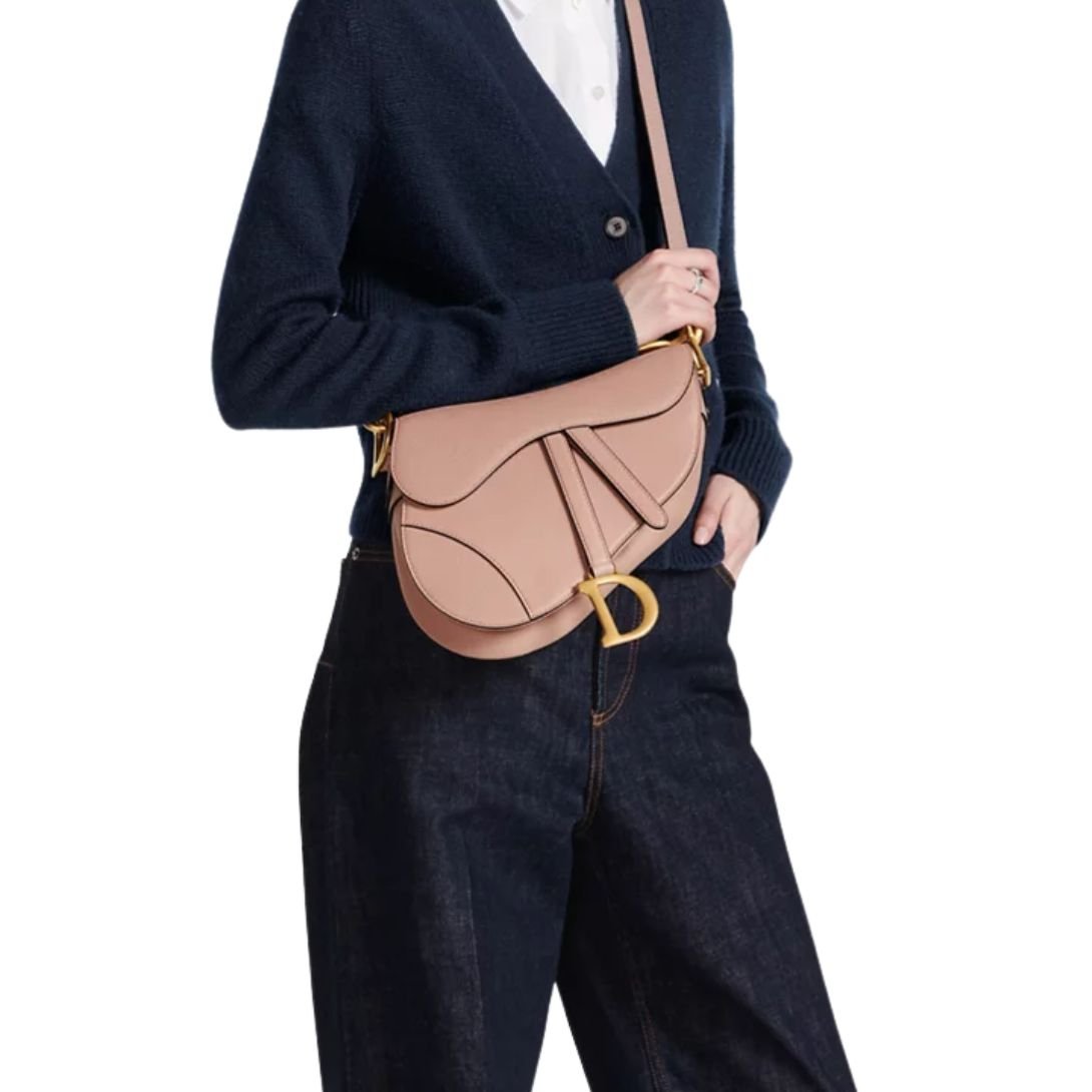 WOMEN DIOR LOGO SADDLE BAG BLUSH