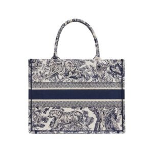 DIOR MEDIUM DIOR BOOK TOTE ECRU AND BLUE TOILE DE JOUY EMBROIDERY