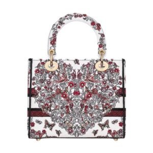 WOMEN DIOR DIORAMOUR MEDIUM D-LITE BAG WHITE EMBROIDERY