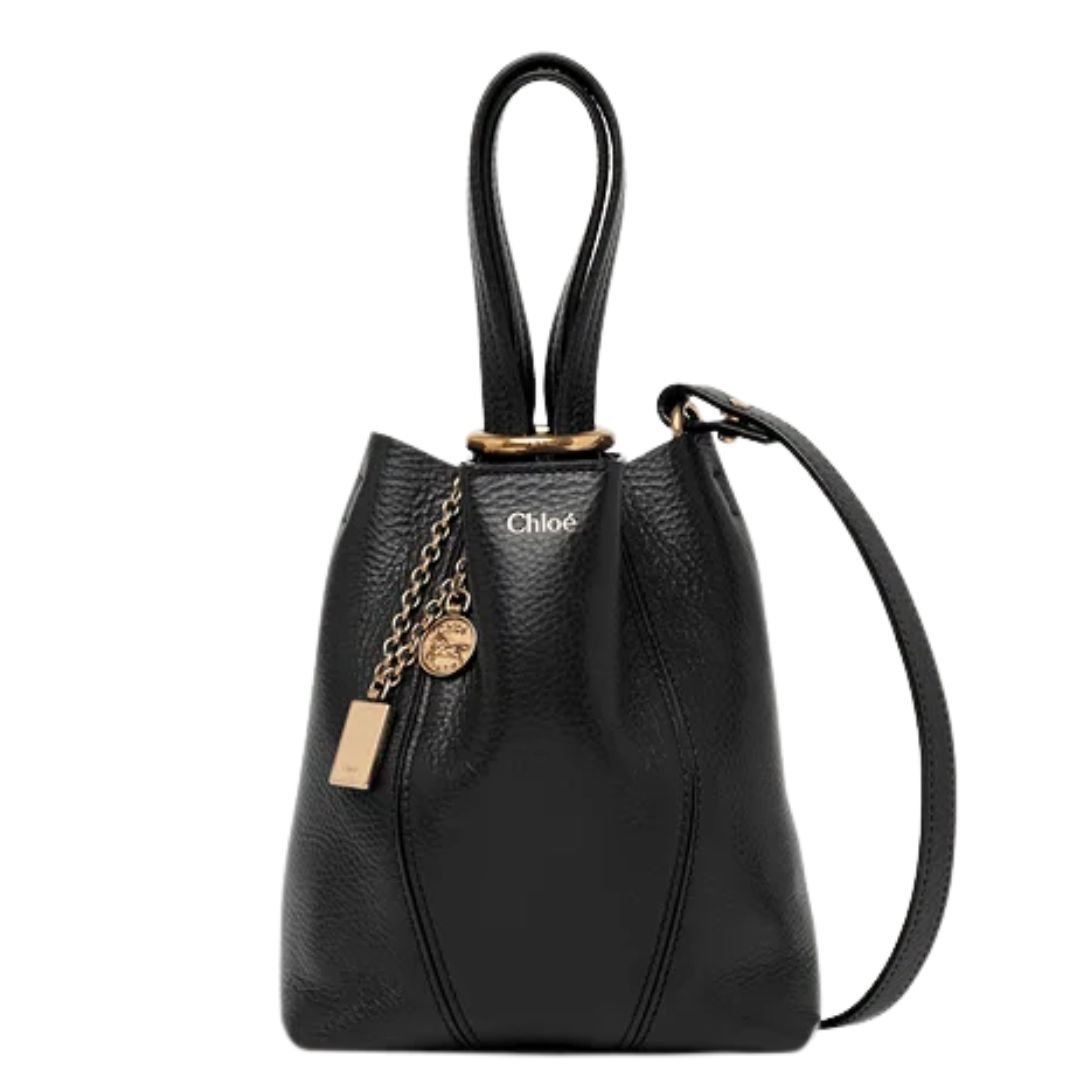 CHLOÉ WOMEN'S SPIN SMALL LEATHER TOTE CLAY BLACK