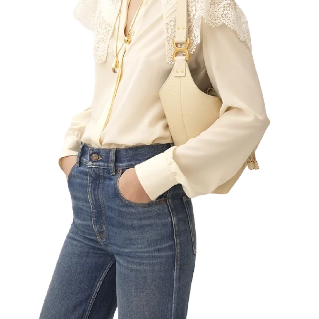 CHLOE MARCIE SMALL LEATHER WOMEN'S HOBO BAG MISTY IVORY