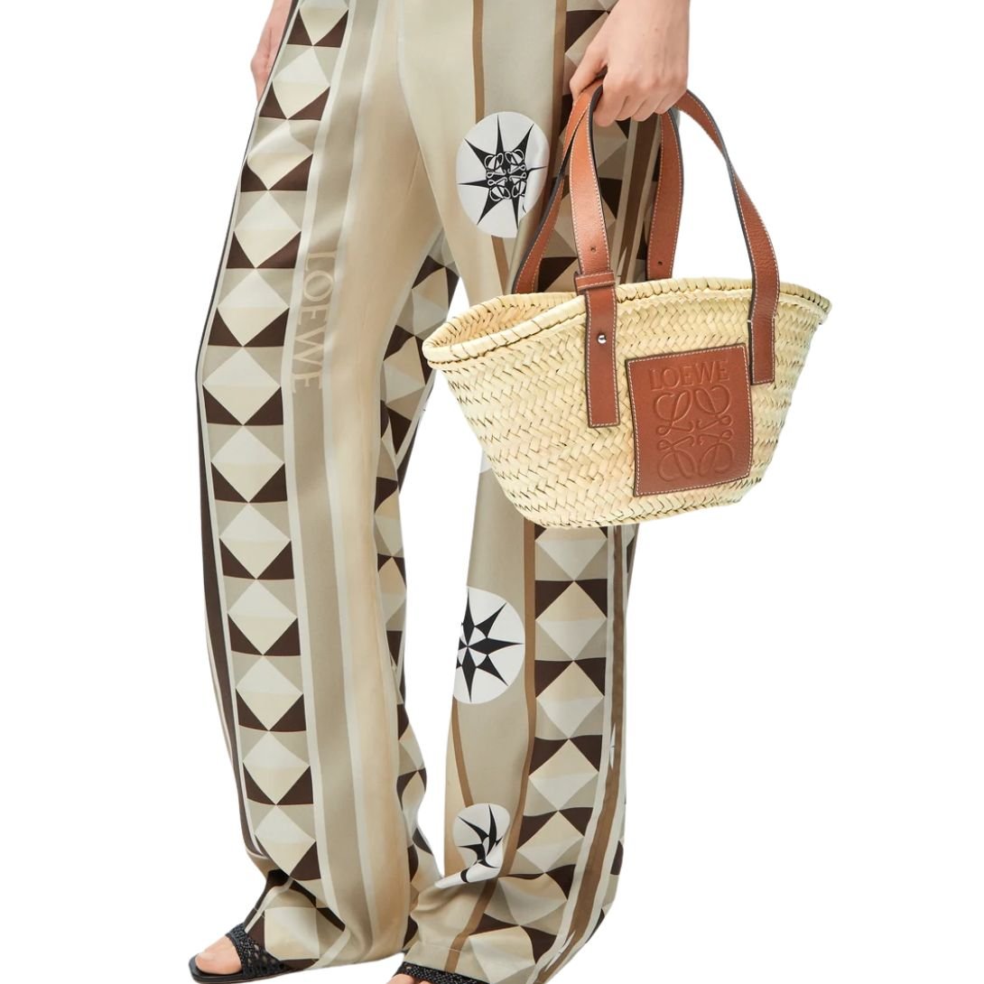 LOEWE WOMEN'S SMALL LEATHER-TRIMMED BASKET TOTE