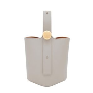LOEWE PEBBLE MINI LEATHER TOTE SHELL GREY